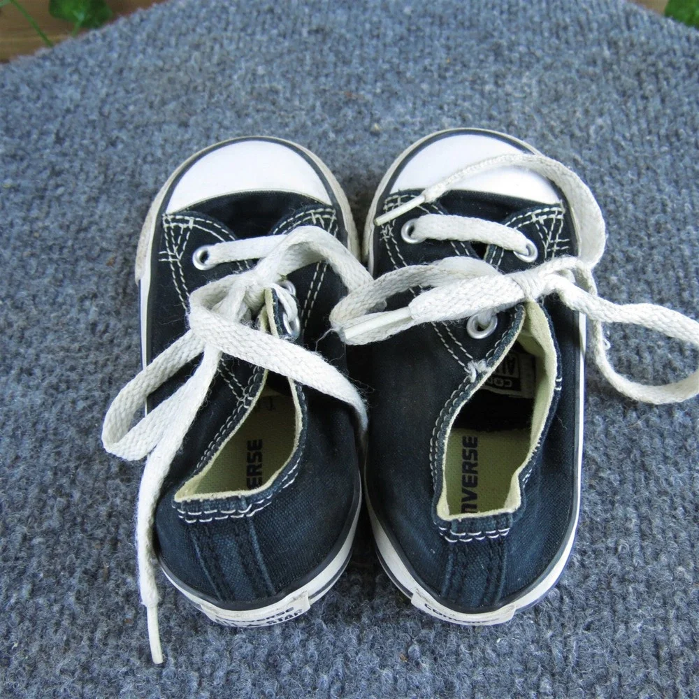 Converse Boys Sneaker Low Top Sz‎ T 6 Medium Black Fabric Lace Up